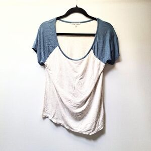 Vintage y2k Charlotte Russe Blue/White 3/4 Sleeve Top Shirt Womens Size Large